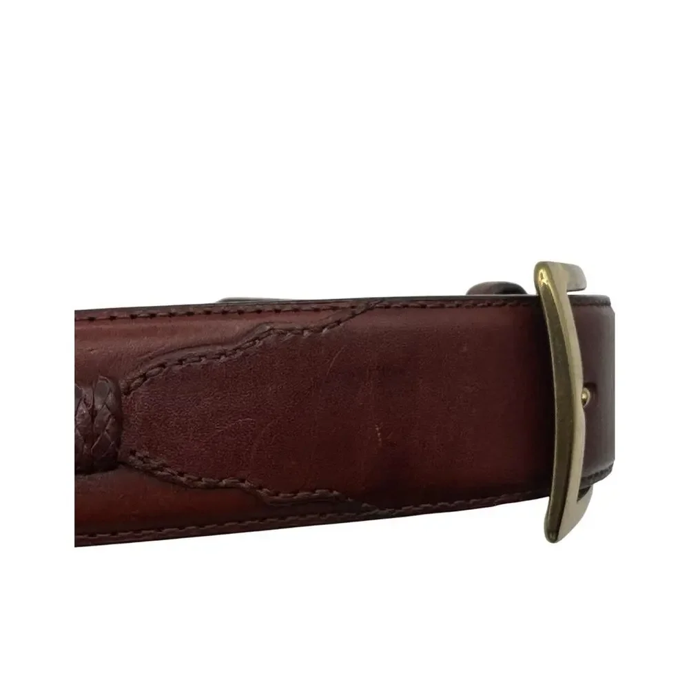 Orvis Mens Shotshell Belt Size 34 Brown Leather Brass Buckle Concho Braided Hunt